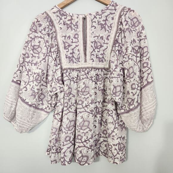 Cleobella Boho Peasant Blouse Paisley Flowy, S - Picture 5 of 9